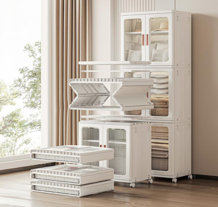 Multifunctional Narrow Cabinet Double Door 6 Layers