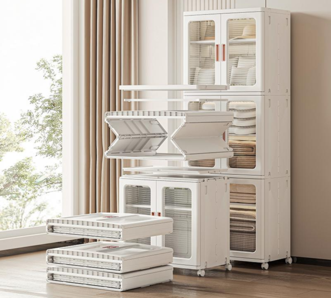 Multifunctional Narrow Cabinet Double Door 6 Layers