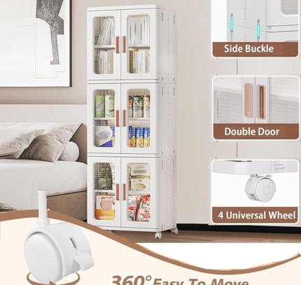 Multifunctional Narrow Cabinet Double Door 6 Layers