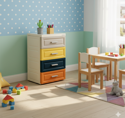 Plastic Storage Color Drawer 4 TIer