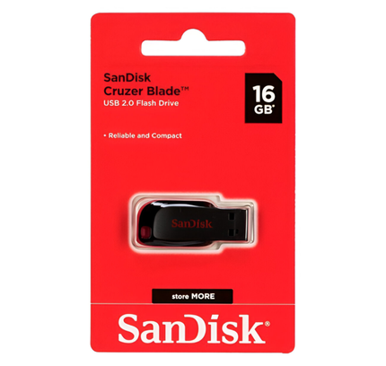 SanDisk 16GB Cruzer Blade USB 2.0 Flash Drive
