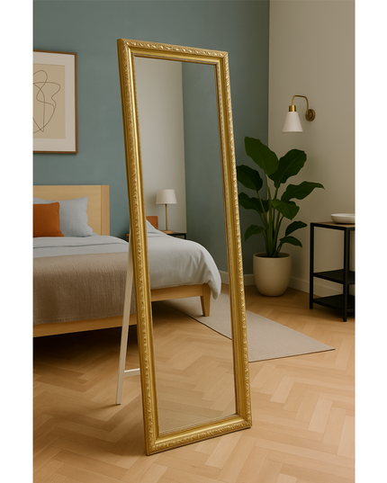Rectanguler Stand Mirror Golden Frame