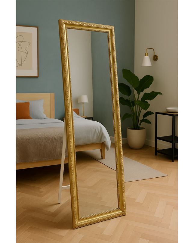 Rectanguler Stand Mirror Golden Frame