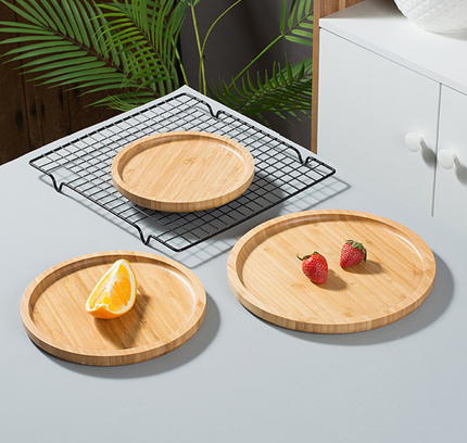 Round Bamboo Serving Trays Set 3Pcs