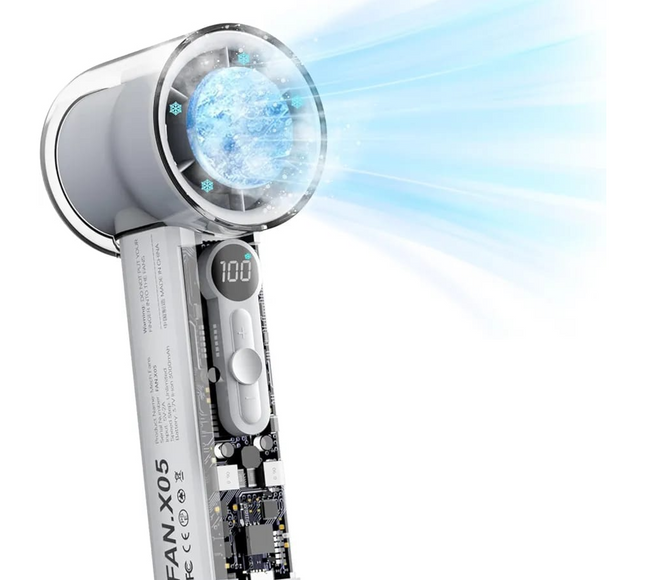 Handheld Digital Display Charging Fan with Light