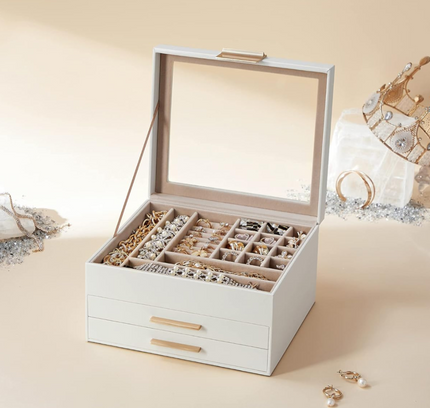Jewelry Storage Box Organizer with 2 Drawers