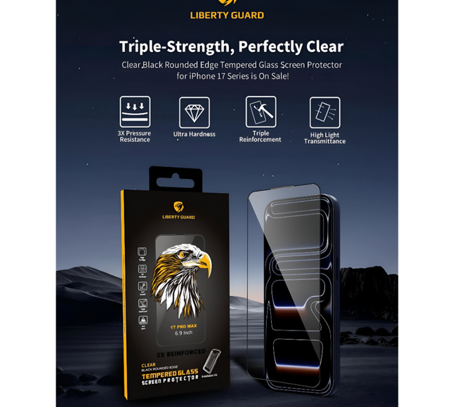 17 Pro Max Screen Protector Clear Black Edge