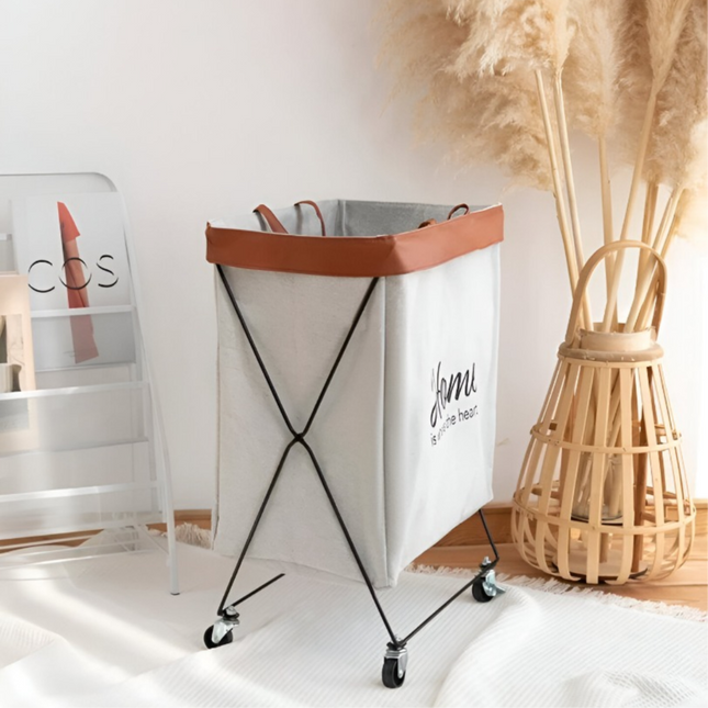 Foldable Laundry Basket Metal Stand with wheels
