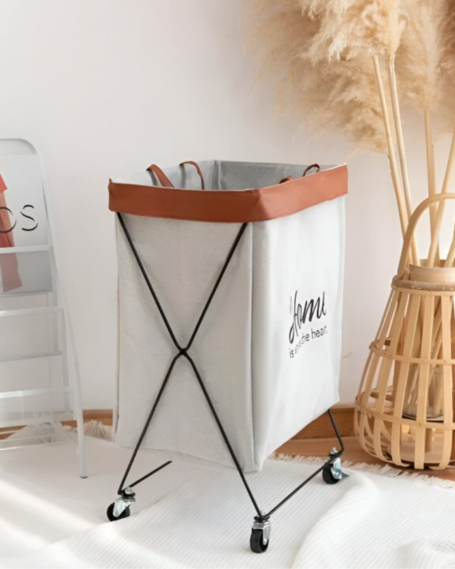 Foldable Laundry Basket Metal Stand with wheels
