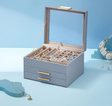 Jewelry Storage Box Organizer with 2 Drawers