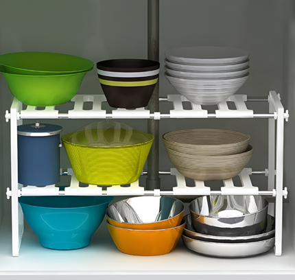 منظم رفوف المطبخ تحت الحوض قابل للتعديل