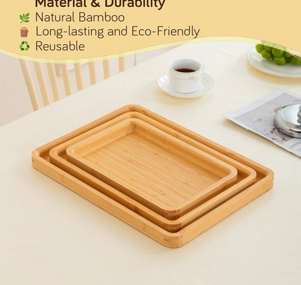 Multi use Bamboo Serving Tray 3 Set