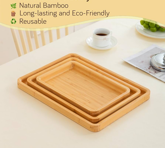 Multi use Bamboo Serving Tray 3 Set