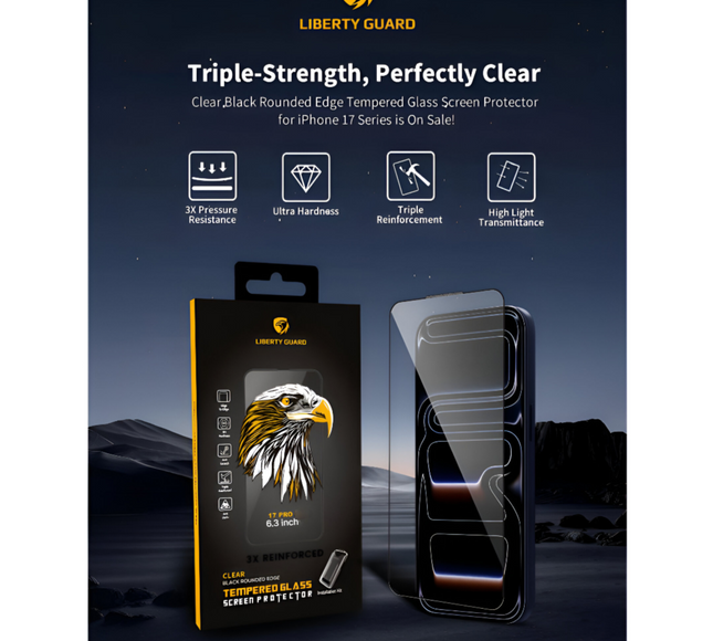 17 Pro Screen Protector Clear Black Edge Glass