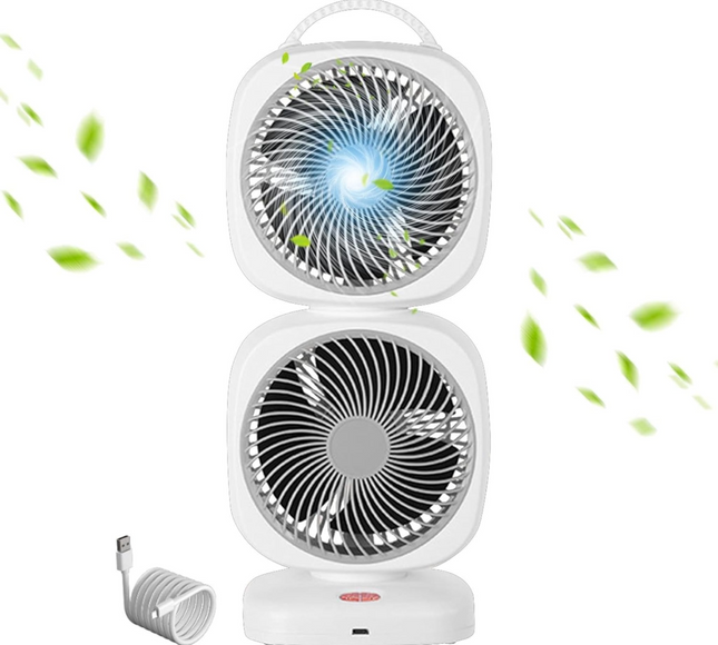 Double Head Rotating Desk Fan Rechargeable