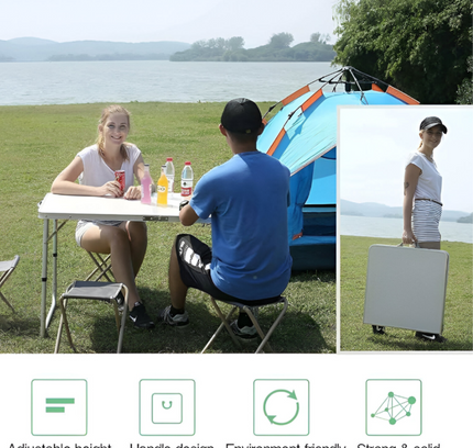 طاولة نزهة خارجية قابلة للطي مع فتحة للمظلة