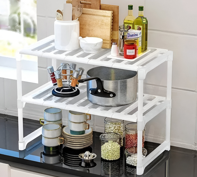 منظم رفوف المطبخ تحت الحوض قابل للتعديل