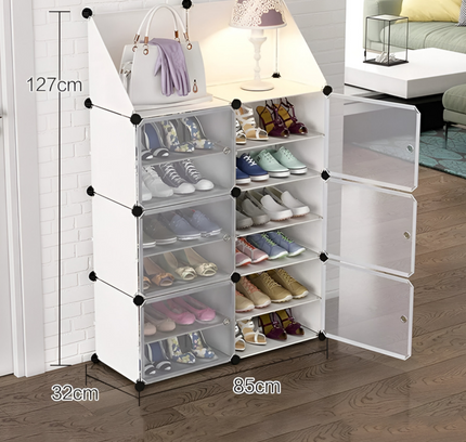 رف أحذية مكون من عمودين و7 طبقات و6 أبواب