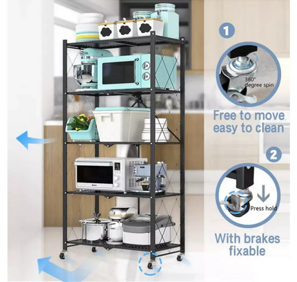 رف تخزين مطبخ قابل للطي مكون من 5 طبقات