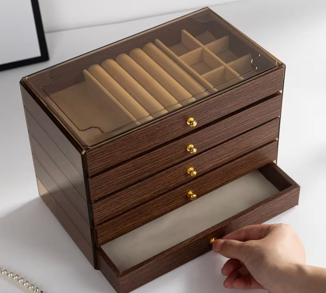 Wooden Jewelry Box Organizer 5 Drawers