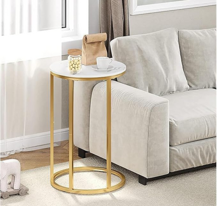 Marble C Shaped Sofa Side Table