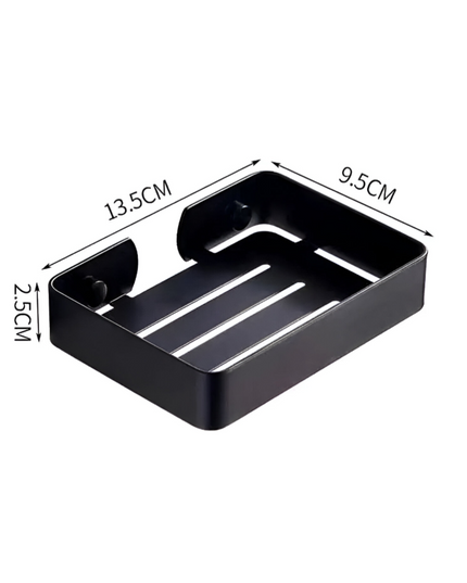 حامل صابون من الفولاذ المقاوم للصدأ مثبت على الحائط باللون الأسود