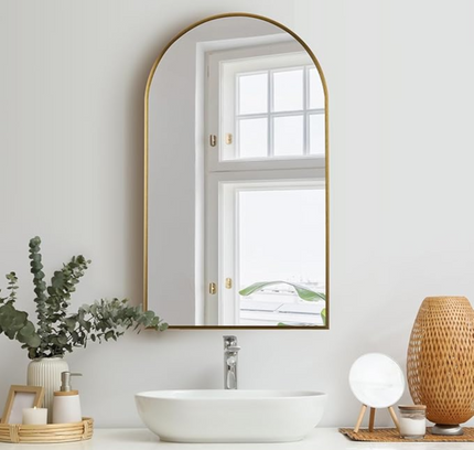 Wall Mounted Arched Golden Frame Mirror