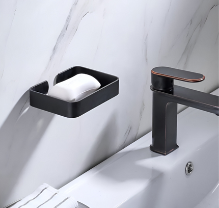 Stainless Steel Soap Holder Rack Wall Mount Black