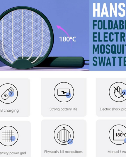 مضرب البعوض الكهربائي القابل للطي