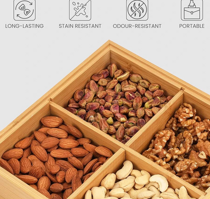 Wooden Dried Fruit Snacks Storage Box 4 Slots