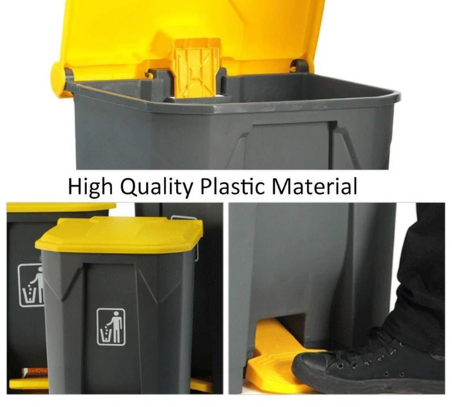 Garbage Bin Trash Can With Lid & Foot Pedal 80L