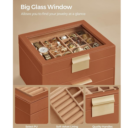 Jewelry Storage Box Organizer with 2 Drawers