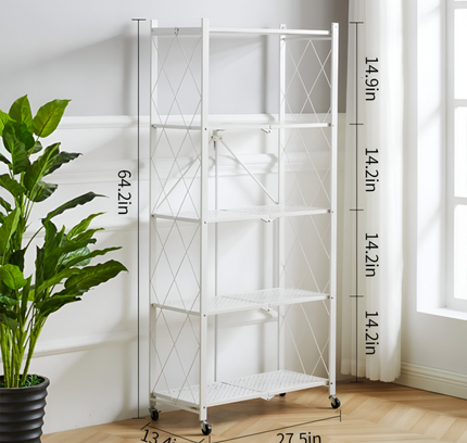 Foldable Kitchen Storage Rack 5 Layer White