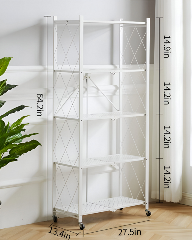 Foldable Kitchen Storage Rack 5 Layer White