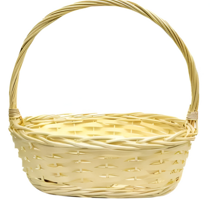Gift Bamboo Hamper Basket Oval Shape With Handle