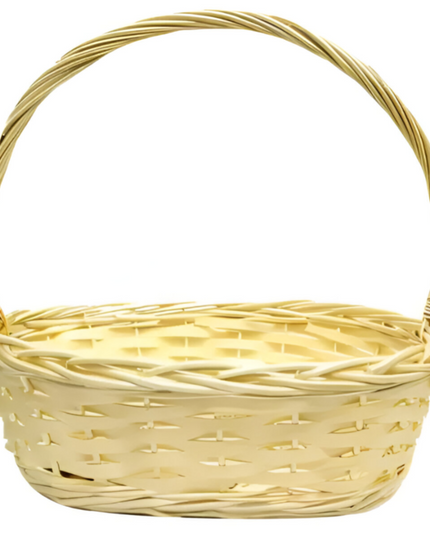 Gift Bamboo Hamper Basket Oval Shape With Handle