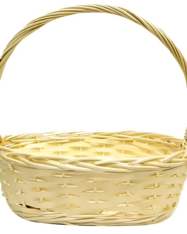 Gift Bamboo Hamper Basket Oval Shape With Handle
