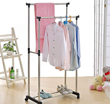 Double Pole Telescopic Clothes Rack