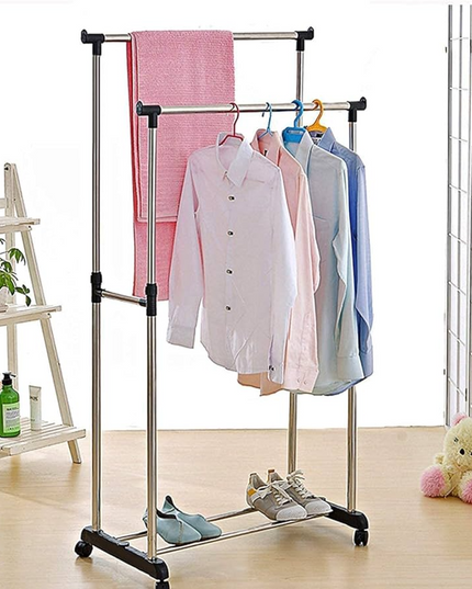 Double Pole Telescopic Clothes Rack