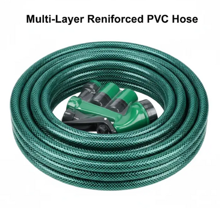 Flexible PVC Garden Hose Pipe with Gun Set 15 Meter