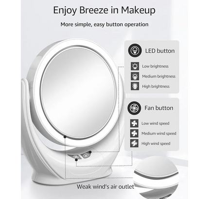 Lighted Makeup Vanity Mirror With Wind Fan