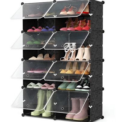 رف أحذية مكون من عمودين و8 طبقات و8 أبواب