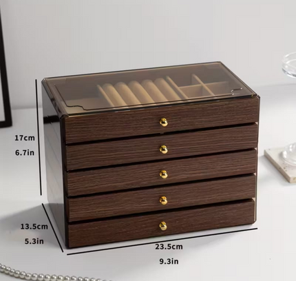 Wooden Jewelry Box Organizer 5 Drawers