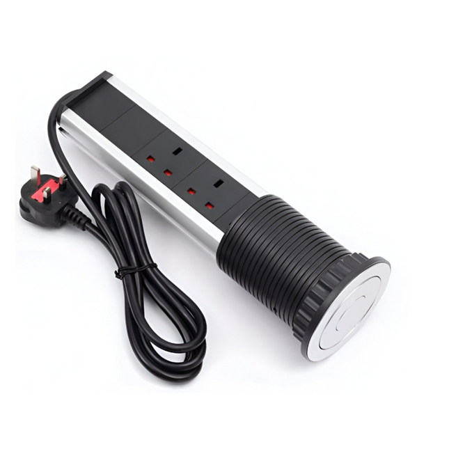 سلك تمديد منبثق بثلاثة مقابس مع منفذي USB