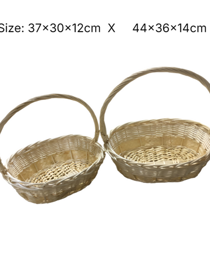 Gift Bamboo Hamper Basket Oval shape 2pcs set