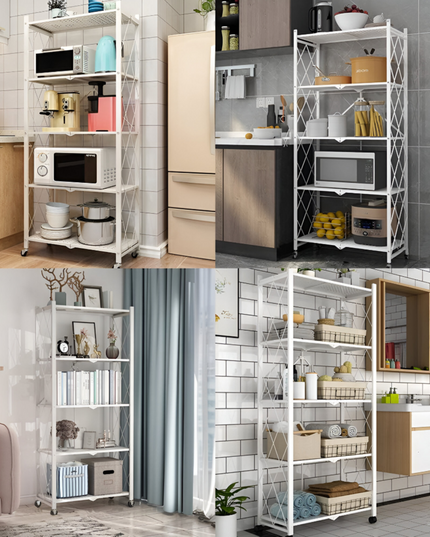 Foldable Kitchen Storage Rack 5 Layer White