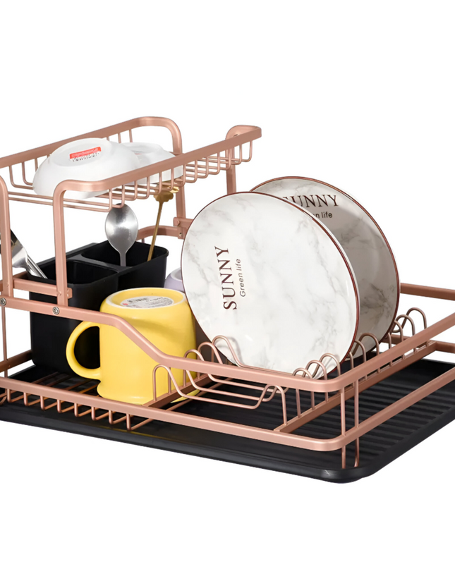 2 Layer Kitchen Stainless Steel Dish Rack gold