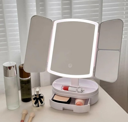 Lighted Makeup Vanity Mirror With Cosmetic Drawer