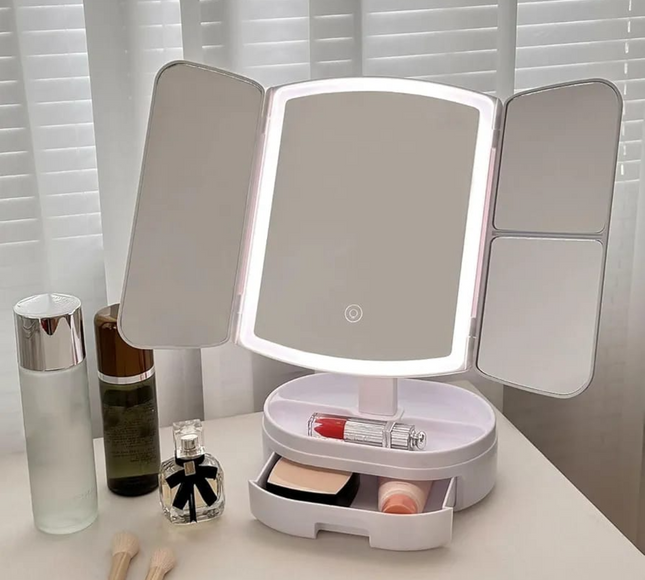 Lighted Makeup Vanity Mirror With Cosmetic Drawer