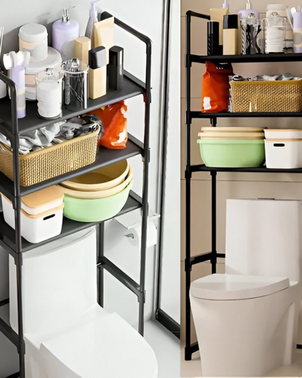 رف تخزين المرحاض بثلاث طبقات